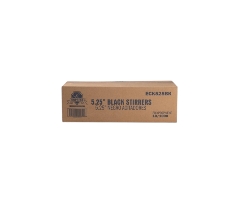 Empress™ 5.25" Cocktail Straw/Stirrer, Black, Unwrapped, Boxed, 10/1000 cs - Image 3