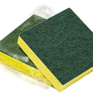 ACS Hotel Size Med Scrub Sponge 3 1/2" x 3 1/2" Green/Yellow 40/cs